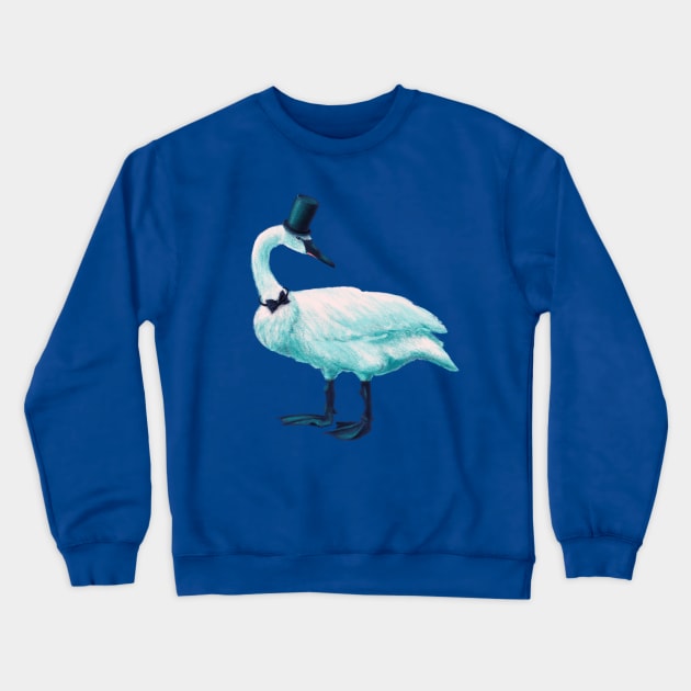 Funny Swan With Bowtie And Top Hat Crewneck Sweatshirt by Boriana Giormova